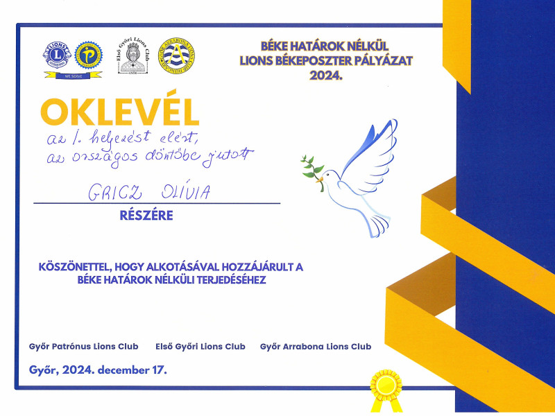 Lions Békeposzter pályázat eredményhirdetése