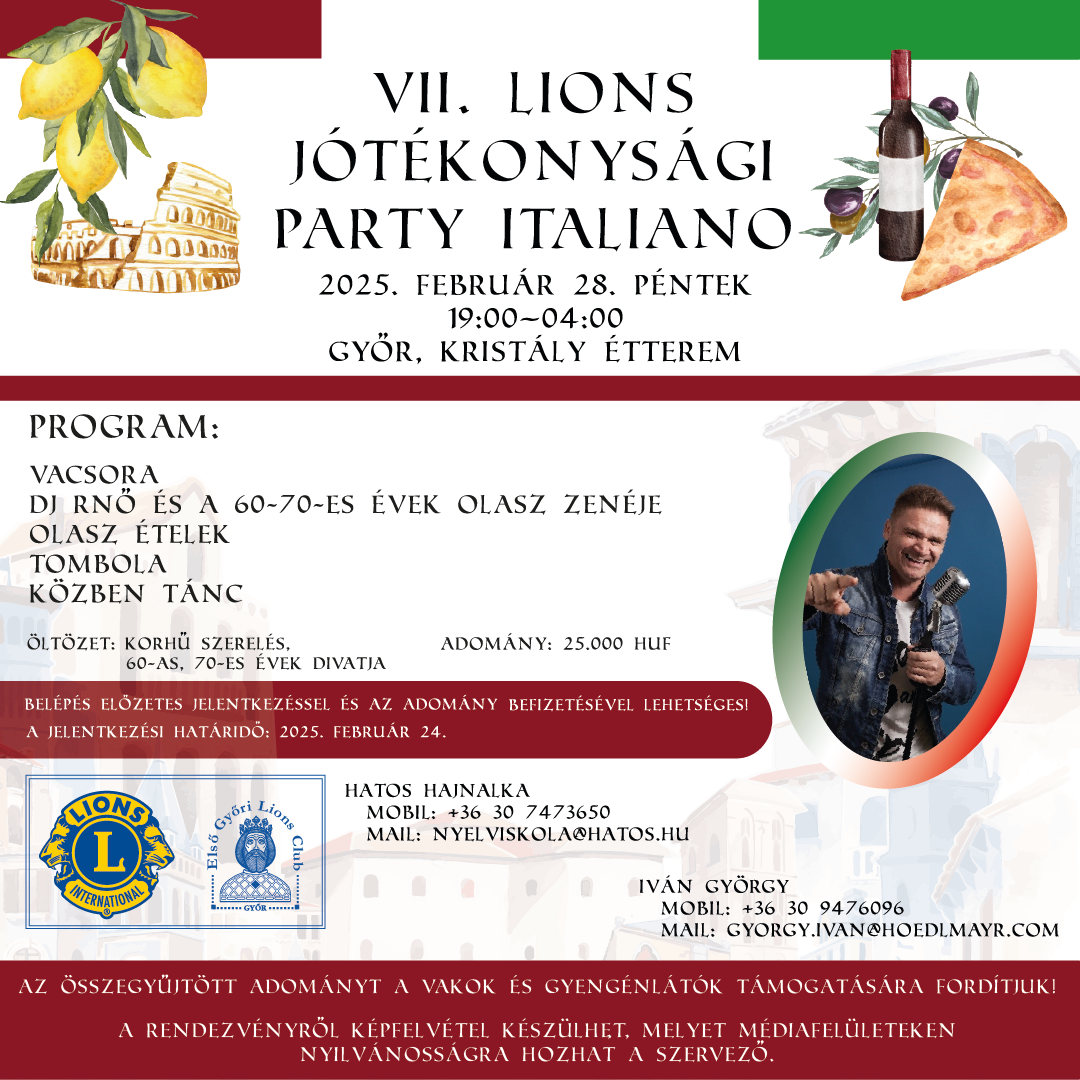 VII. Lions Jótékonysági PARTY ITALIANO