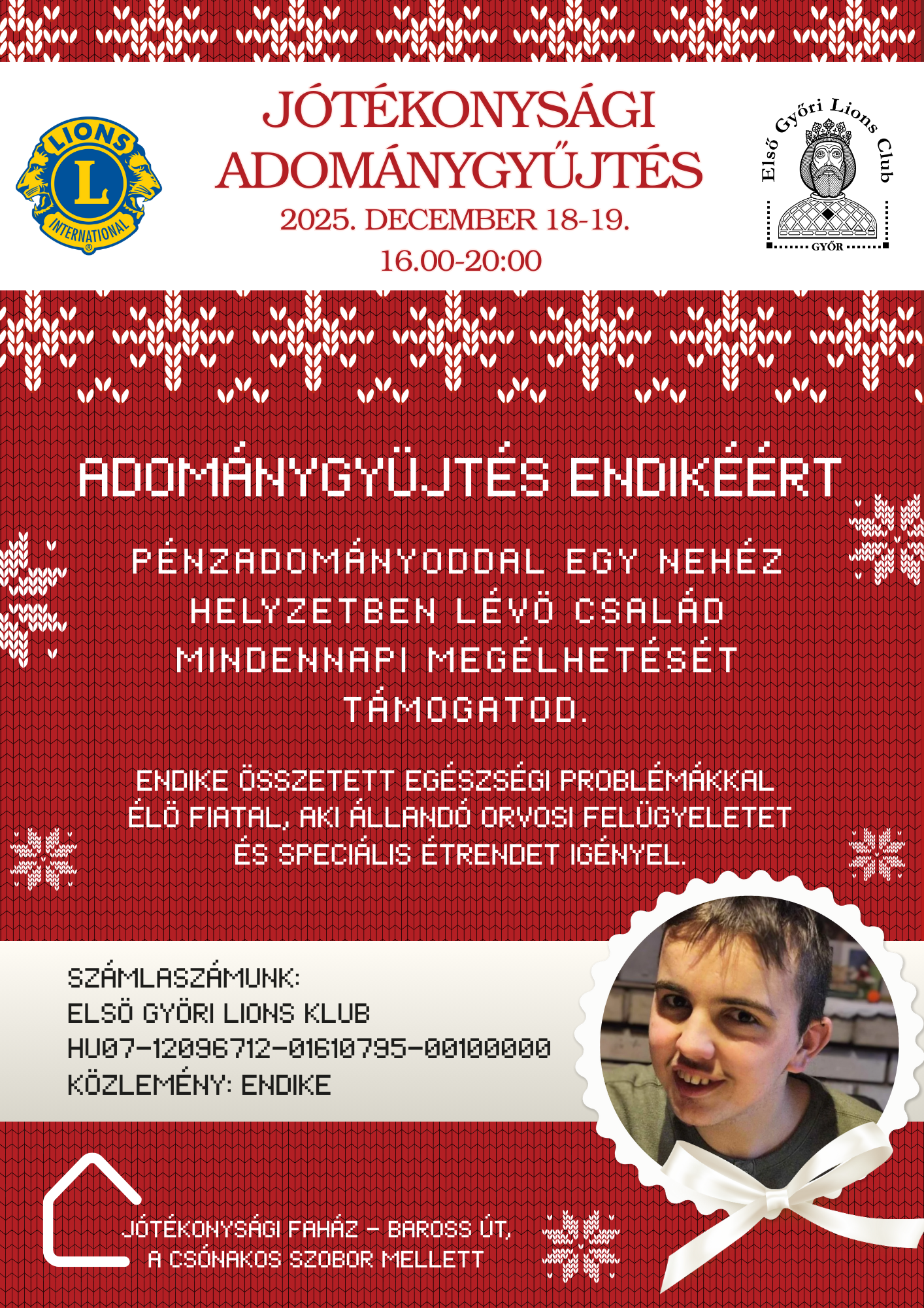 Adománygyűjtés a jótékonysági faháznál Endikéért és Családjáért