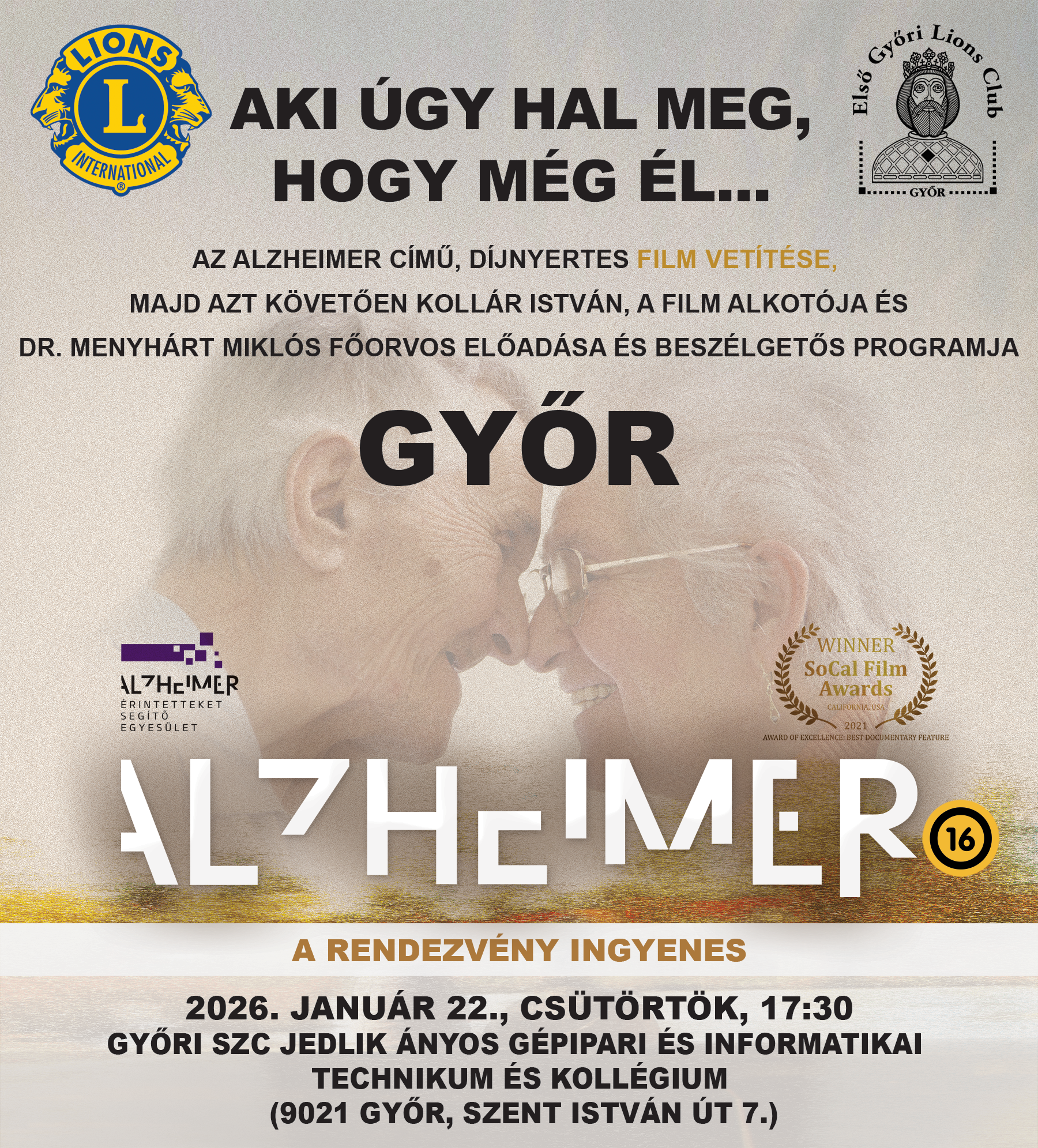Alzheimer - filmvetítés és interaktív beszélgetés az alkotókkal